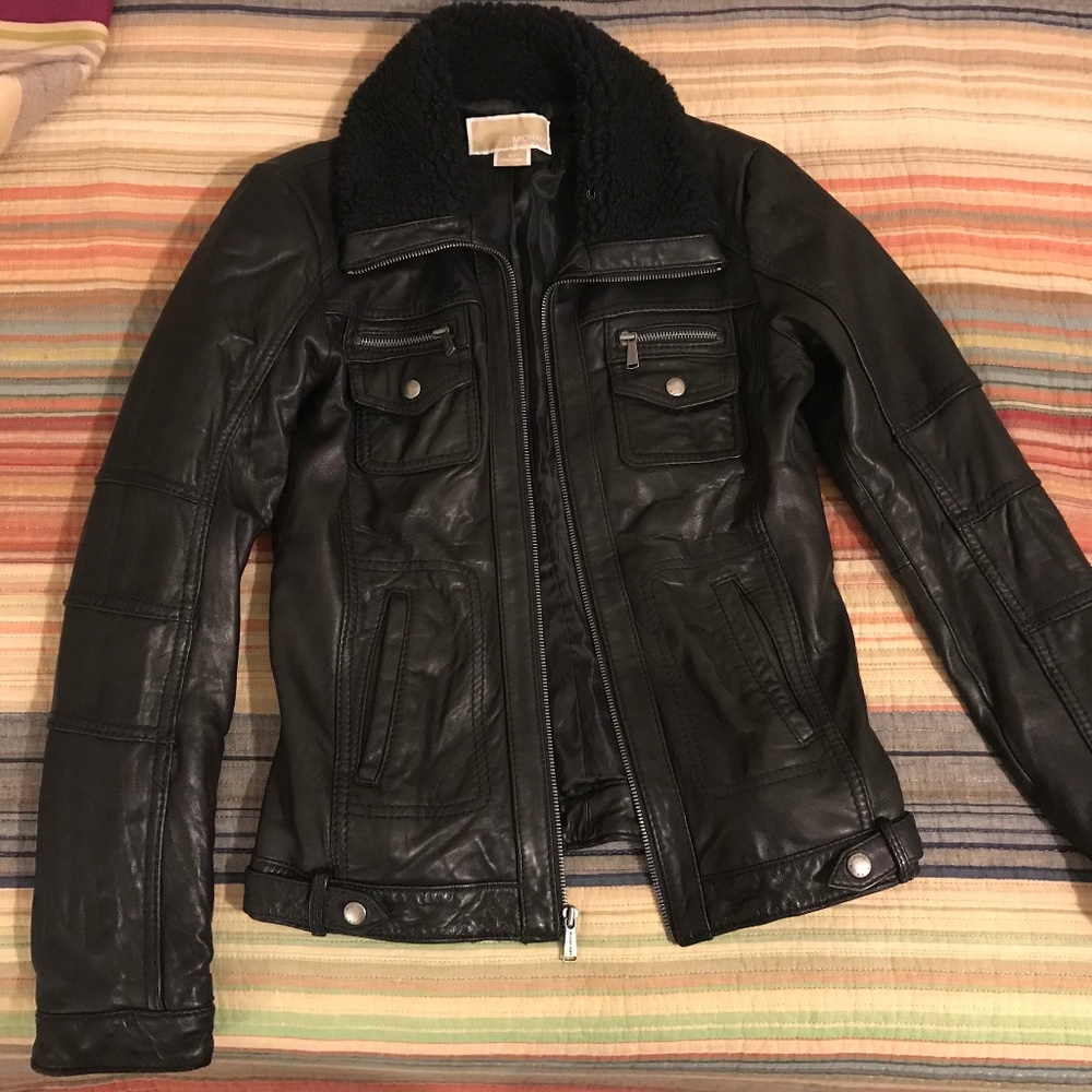 Michael Kors Genuine Leather Jacket, Size Small